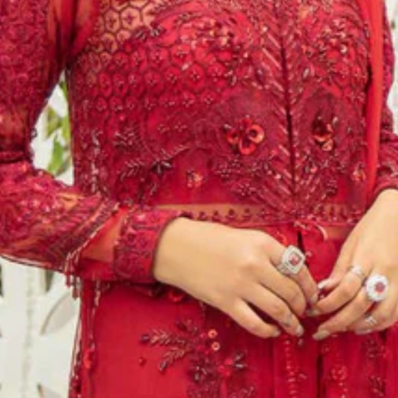 Organza and Raw Silk Embroidery Gulab Dress - Picture 8 of 11